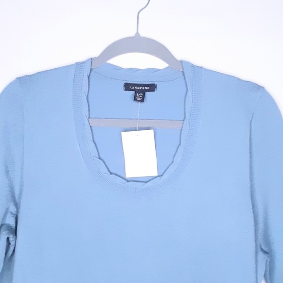 Lands End Womens Baby Blue Twisted Scoop Neck Pullover Sweater Size Large Petite - Picture 2 of 7